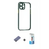 MARSİLYAN™- iPhone 12 Pro Max Kılıf Nova Asil Özel Seri - Siyah 5D Eko Cam Ekran Koruyucu + Metal Kamera Lens Koruma Cam - GD