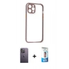 MARSİLYAN™- iPhone 12 Pro Max Kılıf Nova Asil Özel Seri - Siyah 5D Eko Cam Ekran Koruyucu + Neon Fosforlu Kamera Lens - BZ