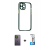 MARSİLYAN™- iPhone 12 Pro Max Kılıf Nova Asil Özel Seri - Siyah 5D Eko Cam Ekran Koruyucu + Neon Fosforlu Kamera Lens - YL