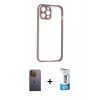 MARSİLYAN™- iPhone 12 Pro Max Kılıf Nova Asil Özel Seri - Siyah 5D Eko Cam Ekran Koruyucu + Neon Fosforlu Kamera Lens - SI