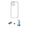 MARSİLYAN™- iPhone 12 Pro Max Kılıf Nova Asil Özel Seri - Siyah 5D Eko Cam Ekran Koruyucu + Renkli Kamera Lens Koruma Cam - TU