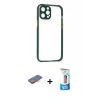 MARSİLYAN™- iPhone 12 Pro Max Kılıf Nova Asil Özel Seri - Siyah 5D Eko Cam Ekran Koruyucu + Renkli Kamera Lens Koruma Cam - TU