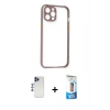 MARSİLYAN™- iPhone 12 Pro Max Kılıf Nova Asil Özel Seri - Siyah 5D Eko Cam Ekran Koruyucu + Shine Kamera Lens - LT