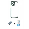 MARSİLYAN™- iPhone 12 Pro Max Kılıf Nova Asil Özel Seri - Siyah 5D Eko Cam Ekran Koruyucu + Shine Kamera Lens Koruma Cam - SH