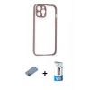 MARSİLYAN™- iPhone 12 Pro Max Kılıf Nova Asil Özel Seri - Siyah 5D Eko Cam Ekran Koruyucu + Shine Kamera Lens Koruma Cam - PE