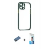 MARSİLYAN™- iPhone 12 Pro Max Kılıf Nova Asil Özel Seri - Siyah 5D Eko Cam Ekran Koruyucu + Shine Kamera Lens Koruma Cam - GD