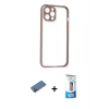 MARSİLYAN™- iPhone 12 Pro Max Kılıf Nova Asil Özel Seri - Siyah 5D Eko Cam Ekran Koruyucu + Shine Kamera Lens Koruma Cam - GD