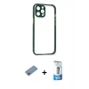 MARSİLYAN™- iPhone 12 Pro Max Kılıf Nova Asil Özel Seri - Siyah 5D Eko Cam Ekran Koruyucu + Shine Kamera Lens Koruma Cam - PE