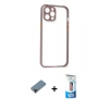 MARSİLYAN™- iPhone 12 Pro Max Kılıf Nova Asil Özel Seri - Siyah 5D Eko Cam Ekran Koruyucu + Shine Kamera Lens Koruma Cam - SH