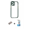 MARSİLYAN™- iPhone 12 Pro Max Kılıf Nova Asil Özel Seri - Siyah 5D Eko Cam Ekran Koruyucu + Shine Kamera Lens Koruma Cam - SABE