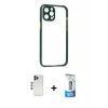 MARSİLYAN™- iPhone 12 Pro Max Kılıf Nova Asil Özel Seri - Siyah 5D Eko Cam Ekran Koruyucu + Shine Kamera Lens - LT
