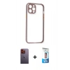 MARSİLYAN™- iPhone 12 Pro Max Kılıf Nova Asil Özel Seri - Siyah 5D Eko Cam Ekran Koruyucu + Neon Fosforlu Kamera Lens - TU