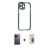 MARSİLYAN™- iPhone 12 Pro Max Kılıf Nova Asil Özel Seri - Siyah 6D Mat Seramik Hayalet Nano Ekran Koruyucu + Neon Fosforlu Kamera Lens - TU