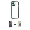 MARSİLYAN™- iPhone 12 Pro Max Kılıf Nova Asil Özel Seri - Siyah 6D Mat Seramik Hayalet Nano Ekran Koruyucu + Neon Fosforlu Kamera Lens - BZ