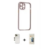 MARSİLYAN™- iPhone 12 Pro Max Kılıf Nova Asil Özel Seri - Siyah 6D Mat Seramik Hayalet Nano Ekran Koruyucu + Gold Shine Kamera Lens