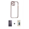 MARSİLYAN™- iPhone 12 Pro Max Kılıf Nova Asil Özel Seri - Siyah 6D Mat Seramik Hayalet Nano Ekran Koruyucu + Neon Fosforlu Kamera Lens - BZ