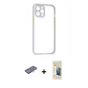 MARSİLYAN™- iPhone 12 Pro Max Kılıf Nova Asil Özel Seri - Siyah 6D Mat Seramik Hayalet Nano Ekran Koruyucu + Renkli Kamera Lens Koruma Cam - PE