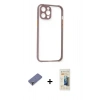MARSİLYAN™- iPhone 12 Pro Max Kılıf Nova Asil Özel Seri - Siyah 6D Mat Seramik Hayalet Nano Ekran Koruyucu + Metal Kamera Lens Koruma Cam - GD
