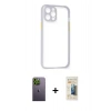 MARSİLYAN™- iPhone 12 Pro Max Kılıf Nova Asil Özel Seri - Siyah 6D Mat Seramik Hayalet Nano Ekran Koruyucu + Yeşil Neon Fosforlu Kamera Lens