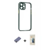 MARSİLYAN™- iPhone 12 Pro Max Kılıf Nova Asil Özel Seri - Siyah 6D Mat Seramik Hayalet Nano Ekran Koruyucu + Metal Kamera Lens Koruma Cam - GD