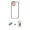 MARSİLYAN™- iPhone 12 Pro Max Kılıf Nova Asil Özel Seri - Siyah 6D Mat Seramik Hayalet Nano Ekran Koruyucu + Shine Kamera Lens Koruma Cam - GI