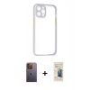 MARSİLYAN™- iPhone 12 Pro Max Kılıf Nova Asil Özel Seri - Siyah 6D Mat Seramik Hayalet Nano Ekran Koruyucu + Sarı Neon Fosforlu Kamera Lens
