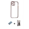 MARSİLYAN™- iPhone 12 Pro Max Kılıf Nova Asil Özel Seri - Siyah Bilvis Hayalet Cam Ekran Koruyucu + Shine Kamera Lens Koruma Cam - GI