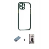 MARSİLYAN™- iPhone 12 Pro Max Kılıf Nova Asil Özel Seri - Siyah Bilvis Hayalet Cam Ekran Koruyucu + Shine Kamera Lens Koruma Cam - GI