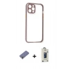 MARSİLYAN™- iPhone 12 Pro Max Kılıf Nova Asil Özel Seri - Siyah Bilvis Hayalet Cam Ekran Koruyucu + Metal Kamera Lens Koruma Cam - GD