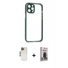MARSİLYAN™- iPhone 12 Pro Max Kılıf Nova Asil Özel Seri - Siyah Bilvis Hayalet Cam Ekran Koruyucu + Shine Kamera Lens - GD