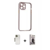 MARSİLYAN™- iPhone 12 Pro Max Kılıf Nova Asil Özel Seri - Siyah Bilvis Hayalet Cam Ekran Koruyucu + Shine Kamera Lens - GD