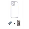 MARSİLYAN™- iPhone 12 Pro Max Kılıf Nova Asil Özel Seri - Siyah Bilvis Hayalet Cam Ekran Koruyucu + Metal Kamera Lens Koruma Cam - KI