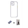 MARSİLYAN™- iPhone 12 Pro Max Kılıf Nova Asil Özel Seri - Siyah Bilvis Hayalet Cam Ekran Koruyucu + Metal Kamera Lens Koruma Cam - GD