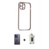 MARSİLYAN™- iPhone 12 Pro Max Kılıf Nova Asil Özel Seri - Siyah Bilvis Hayalet Cam Ekran Koruyucu + Neon Fosforlu Kamera Lens - MI
