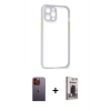 MARSİLYAN™- iPhone 12 Pro Max Kılıf Nova Asil Özel Seri - Siyah Bilvis Hayalet Cam Ekran Koruyucu + Neon Fosforlu Kamera Lens - TU