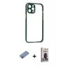 MARSİLYAN™- iPhone 12 Pro Max Kılıf Nova Asil Özel Seri - Siyah Bilvis Hayalet Cam Ekran Koruyucu + Shine Kamera Lens Koruma Cam - PE