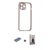 MARSİLYAN™- iPhone 12 Pro Max Kılıf Nova Asil Özel Seri - Siyah Bilvis Hayalet Cam Ekran Koruyucu + Renkli Kamera Lens Koruma Cam - YL