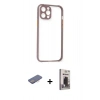 MARSİLYAN™- iPhone 12 Pro Max Kılıf Nova Asil Özel Seri - Siyah Bilvis Hayalet Cam Ekran Koruyucu + Renkli Kamera Lens Koruma Cam - PE