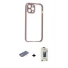 MARSİLYAN™- iPhone 12 Pro Max Kılıf Nova Asil Özel Seri - Siyah Bilvis Hayalet Cam Ekran Koruyucu + Renkli Kamera Lens Koruma Cam - MI