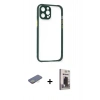MARSİLYAN™- iPhone 12 Pro Max Kılıf Nova Asil Özel Seri - Siyah Bilvis Hayalet Cam Ekran Koruyucu + Sarı Renkli Kamera Lens Koruma Cam