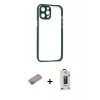 MARSİLYAN™- iPhone 12 Pro Max Kılıf Nova Asil Özel Seri - Siyah Bilvis Hayalet Cam Ekran Koruyucu + Shine Kamera Lens Koruma Cam - SABE