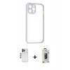 MARSİLYAN™- iPhone 12 Pro Max Kılıf Nova Asil Özel Seri - Siyah Bilvis Hayalet Cam Ekran Koruyucu + Shine Kamera Lens - LT