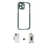 MARSİLYAN™- iPhone 12 Pro Max Kılıf Nova Asil Özel Seri - Siyah Bilvis Hayalet Cam Ekran Koruyucu + Shine Kamera Lens - LT