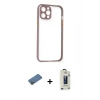 MARSİLYAN™- iPhone 12 Pro Max Kılıf Nova Asil Özel Seri - Siyah Bilvis Hayalet Cam Ekran Koruyucu + Shine Kamera Lens Koruma Cam - GD