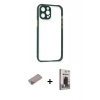 MARSİLYAN™- iPhone 12 Pro Max Kılıf Nova Asil Özel Seri - Siyah Bilvis Hayalet Cam Ekran Koruyucu + Shine Kamera Lens Koruma Cam - SABE