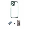 MARSİLYAN™- iPhone 12 Pro Max Kılıf Nova Asil Özel Seri - Siyah Bilvis Hayalet Cam Ekran Koruyucu + Siyah Shine Kamera Lens Koruma Cam