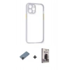 MARSİLYAN™- iPhone 12 Pro Max Kılıf Nova Asil Özel Seri - Siyah Bilvis Hayalet Cam Ekran Koruyucu + Siyah Shine Kamera Lens Koruma Cam