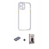 MARSİLYAN™- iPhone 12 Pro Max Kılıf Nova Asil Özel Seri - Siyah Bilvis Hayalet Cam Ekran Koruyucu + Renkli Kamera Lens Koruma Cam - TU