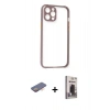 MARSİLYAN™- iPhone 12 Pro Max Kılıf Nova Asil Özel Seri - Siyah Bilvis Hayalet Cam Ekran Koruyucu + Renkli Kamera Lens Koruma Cam - TU
