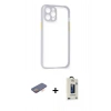 MARSİLYAN™- iPhone 12 Pro Max Kılıf Nova Asil Özel Seri - Siyah Bilvis Hayalet Cam Ekran Koruyucu + Renkli Kamera Lens Koruma Cam - TU